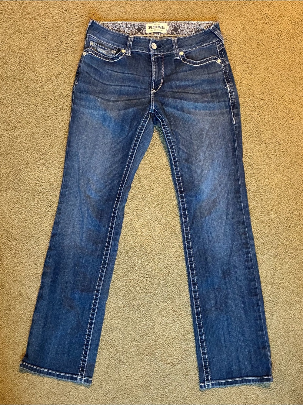 Ariat REAL Denim Jeans Women’s 31R Dark Wash Mid-rise Straight Western Cowgirl